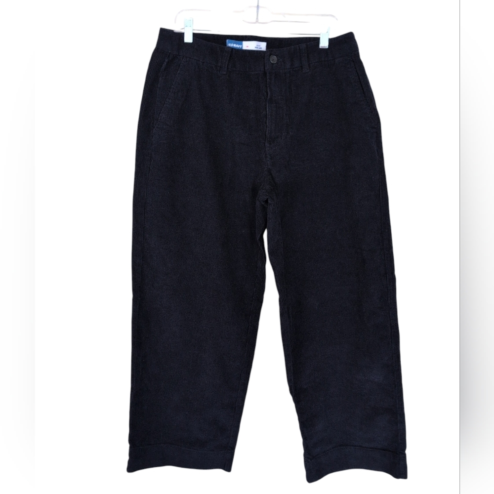 Old Navy High Rise Corduroy Wide Leg Pants Women's Navy 14 Relaxed Academia
